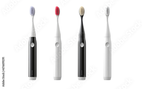 Realistic Image of an Electric Toothbrush on a Clear Surface or PNG Transparent Background.