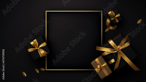 Luxury gift box with copyspace for text background for Black friday sale web banner