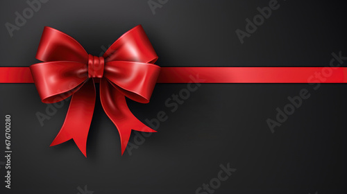 Red ribbon on dark background for black friday web banner promotion advertisement