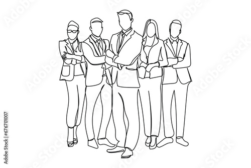  line art of group of corporate people. Business meeting and workshop. Executive people together. Official board meeting. Diverse business persons vector.a group of people in corporate setting. Execut