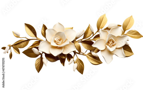 Realistic Showcase of the Gilded Gardenia Necklace on a Clear Surface or PNG Transparent Background. photo