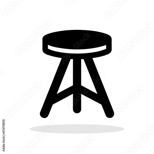 Chair icon. Black silhouette of stool icon in flat style on white background. Vector illustration.