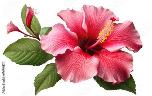 A Realistic View of the Harmony Hibiscus Bloom on a Clear Surface or PNG Transparent Background.