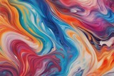 Abstract marbled acrylic oil painting ink painted waves painting texture colorful background banner illustration - Bold colors, rainbow color swirls wave