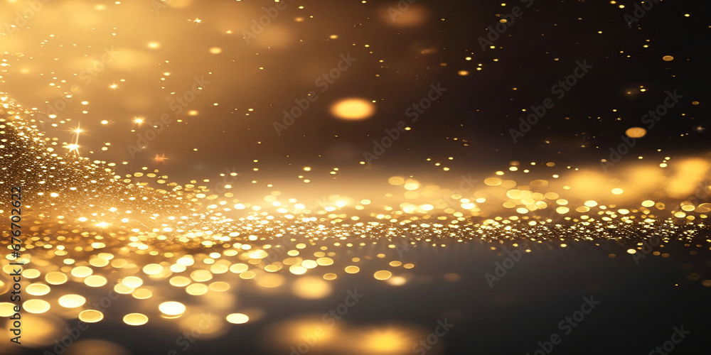 light blurred background wide view of gold sparkle