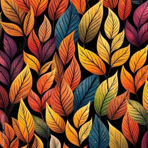 Wallpaper Mural  Vector leaves seamless pattern, hand drawn autumn background. Torontodigital.ca