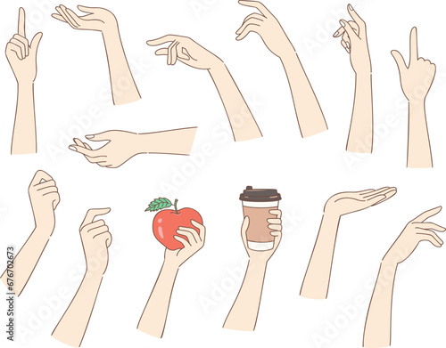 Various postures of isolated hands