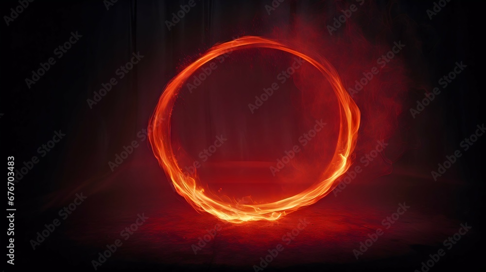 A minimalist long exposure photograph of a Circle Red burning flame A minimalist long exposure photograph of a Circle Red burning flame