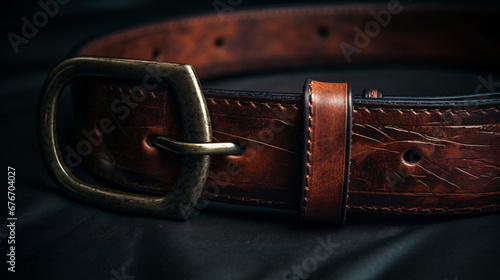 Close up of a leather belt.