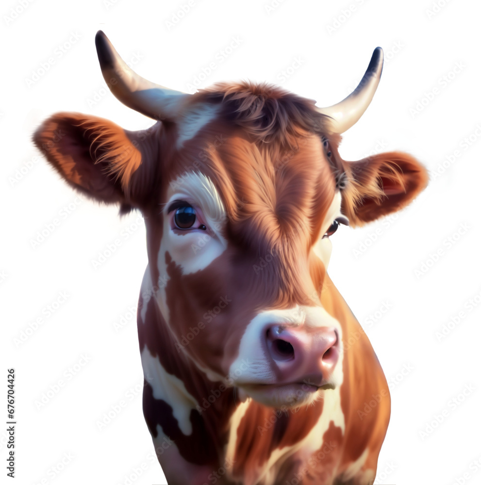 Funny cow isolated. AI generative image. Funny cow isolated. AI generative image.