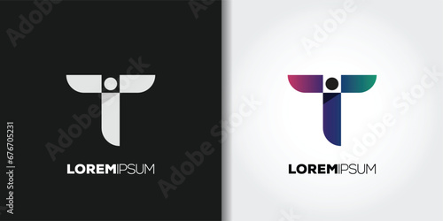 dot letter t logo set