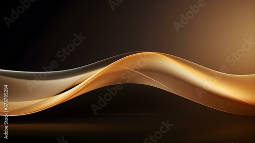 Abstract 3D Background of Curves and Swooshes in gold Colors. Elegant Presentation Template
