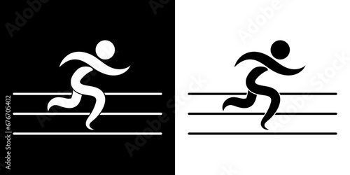 Pictogrammes représentant la compétition de la course sur piste, une des disciplines des sports d’athlétisme. photo