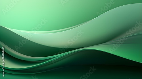 Abstract 3D Background of Curves and Swooshes in green Colors. Elegant Presentation Template