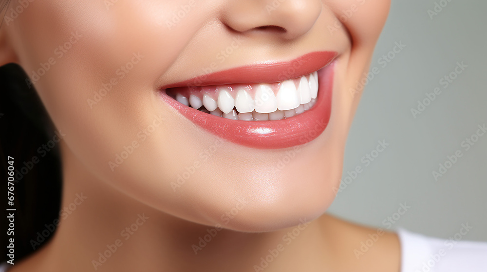 oung beautiful woman smiling on white background. Oral hygiene concept close up. Made with generative ai oung beautiful woman smiling on white background. Oral hygiene concept close up. Made with generative ai