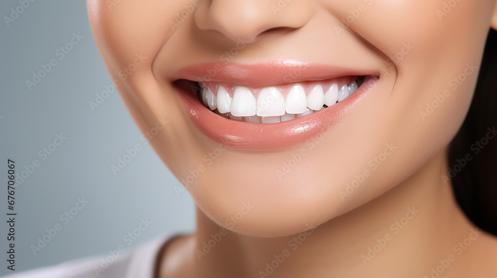 oung beautiful woman smiling on white background. Oral hygiene concept close up. Made with generative ai oung beautiful woman smiling on white background. Oral hygiene concept close up. Made with generative ai