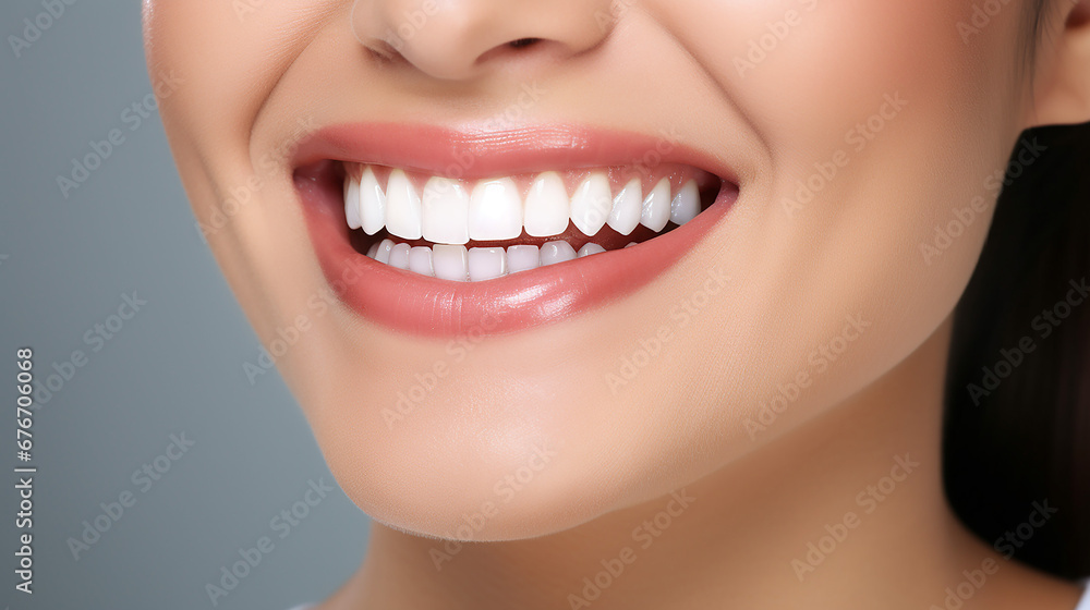 oung beautiful woman smiling on white background. Oral hygiene concept close up. Made with generative ai oung beautiful woman smiling on white background. Oral hygiene concept close up. Made with generative ai
