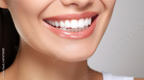 oung beautiful woman smiling on white background. Oral hygiene concept close up. Made with generative ai