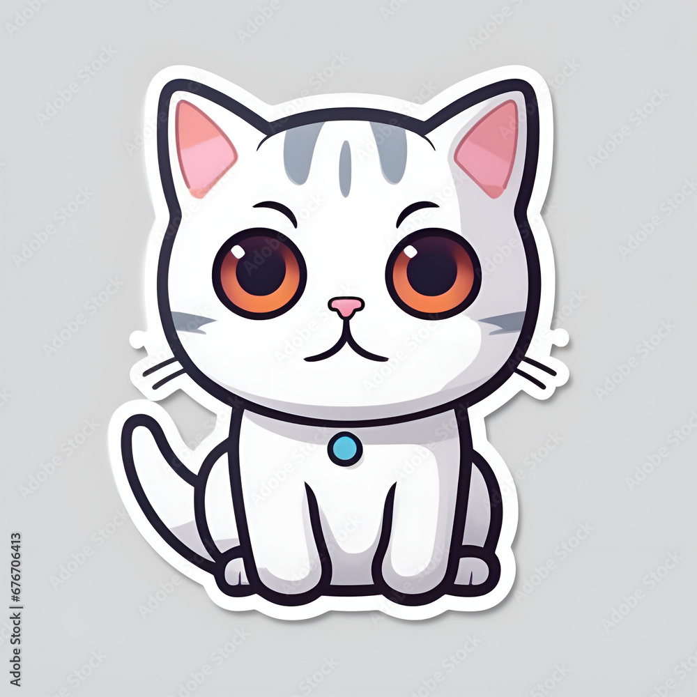 Obraz premium Cute cat stickers with white background