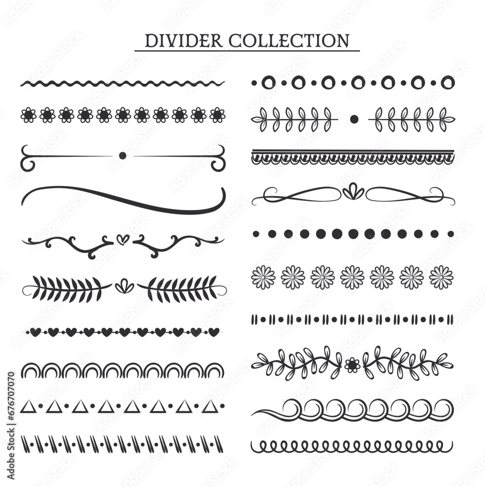 Dividers collection in hand drawn style