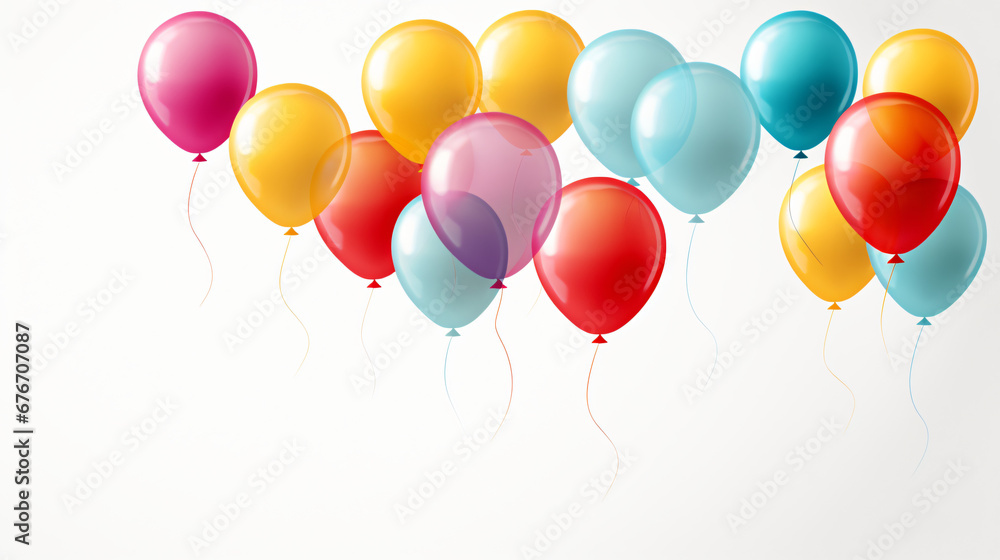 Colorful Airborne Delight Balloons on white Background
