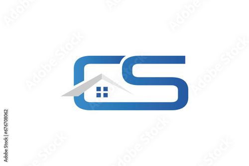 Letter CS Initials Logotype, Modern Creative Roofing Exterior Logo, C & S Logo Design