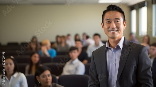 Intense pitch session, eye-level shot of a passionate entrepreneur articulating their vision to an attentive audience, the backdrop showcasing a compelling presentation slide.