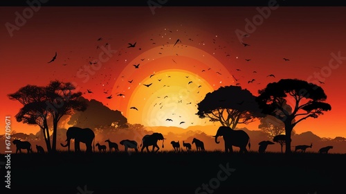 wildlife silhouette on earth wildlife conservation concept 
