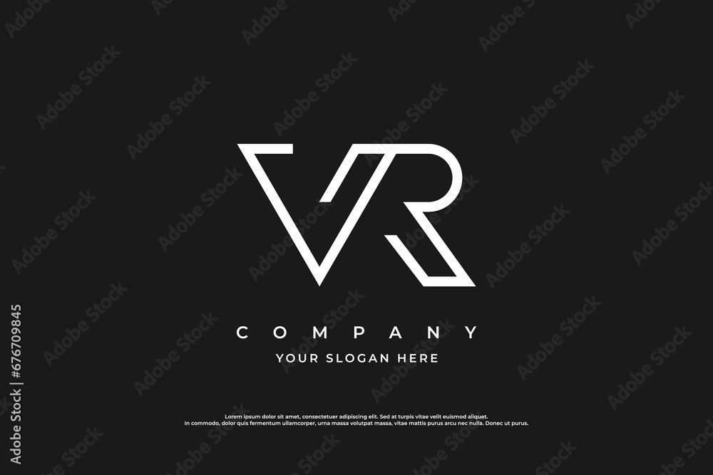 Simple Letter VR Logo Design Vector Simple Letter VR Logo Design Vector