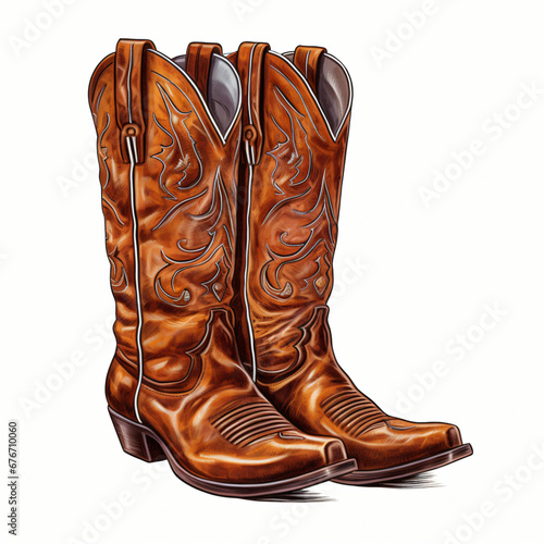 Cowboy Boots Clipart isolated on white background