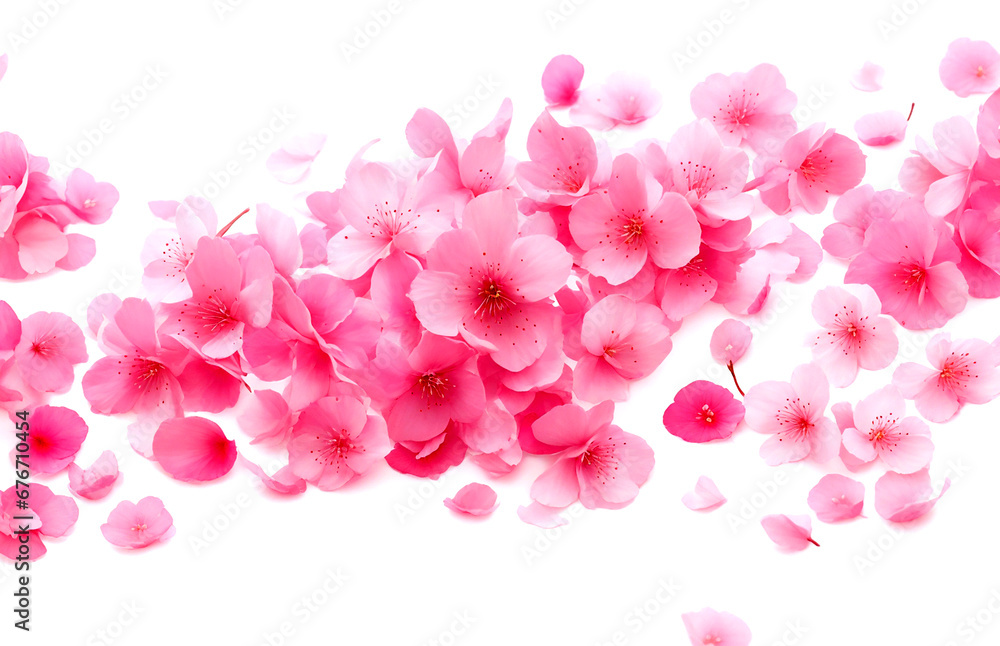 Cherry Blossom Petal Pile Pink on white background