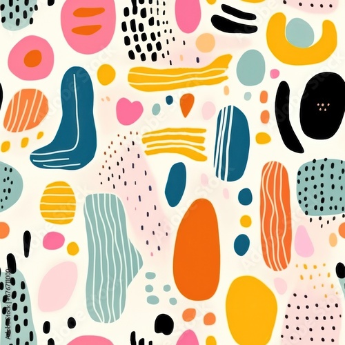 Abstract seamless pattern with random organic shapes
