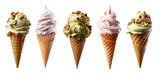 ice cream on empty background, isolated background. variety of ice cream with different shapes, texture and flavour, collection of delicious food theme