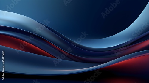 Abstract 3D Background of Curves and Swooshes in navy blue Colors. Elegant Presentation Template
