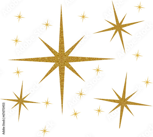 Gold Sparkle Glitter Stars