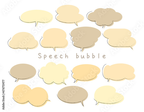 色ずれしたゆるカワラインの吹き出しのセット/ベージュ