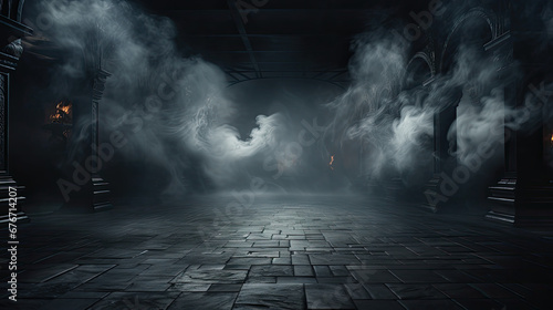 Dark Tiled Floor with Smoke