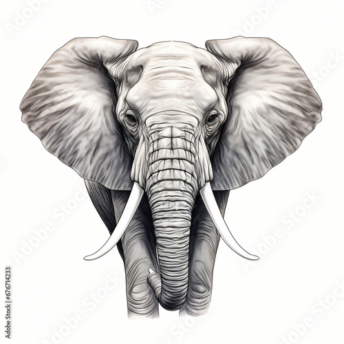 Elephant Portrait Clipart isolated on white background