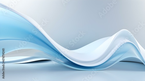 Abstract 3D Background of Curves and Swooshes in sky blue Colors. Elegant Presentation Template