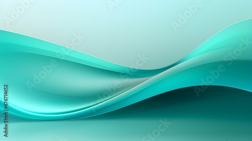 Abstract 3D Background of Curves and Swooshes in turquoise Colors. Elegant Presentation Template
