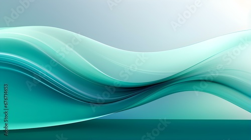 Abstract 3D Background of Curves and Swooshes in turquoise Colors. Elegant Presentation Template