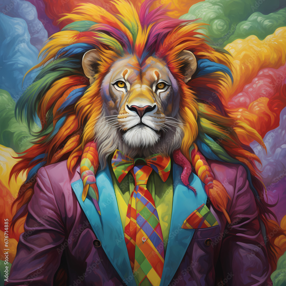 Colourful prideful lion