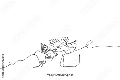 International Anti corruption day. Bribery is a criminal offense. Say no to corruption. Raise your voice against injustice. Continuous line art vector