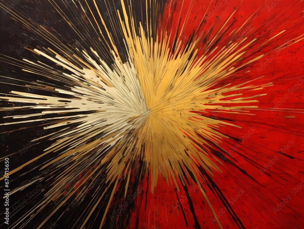 Obraz premium An abstract textured painting art background with red, gold and black colors. Interior decoration, wallpaper pattern