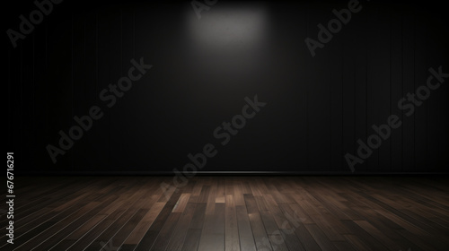 Empty dark room with beautiful chiaroscuro and wooden wall