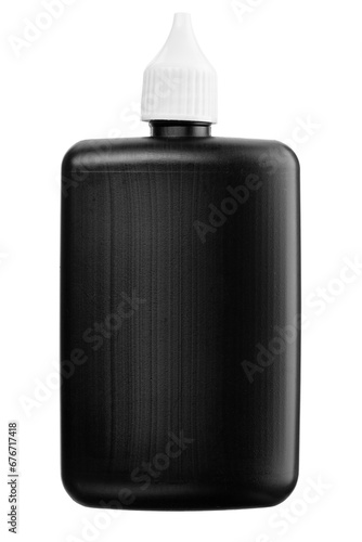 Plastic bottle of universal lubricant oil isolated on white background.