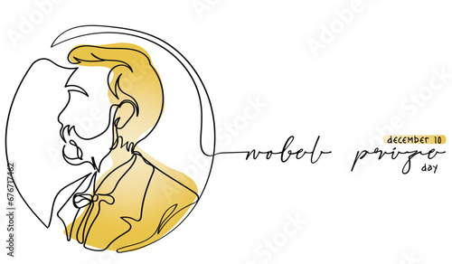 line art of noel prize that is awarded annually on 10th of december. Vector art. Concept