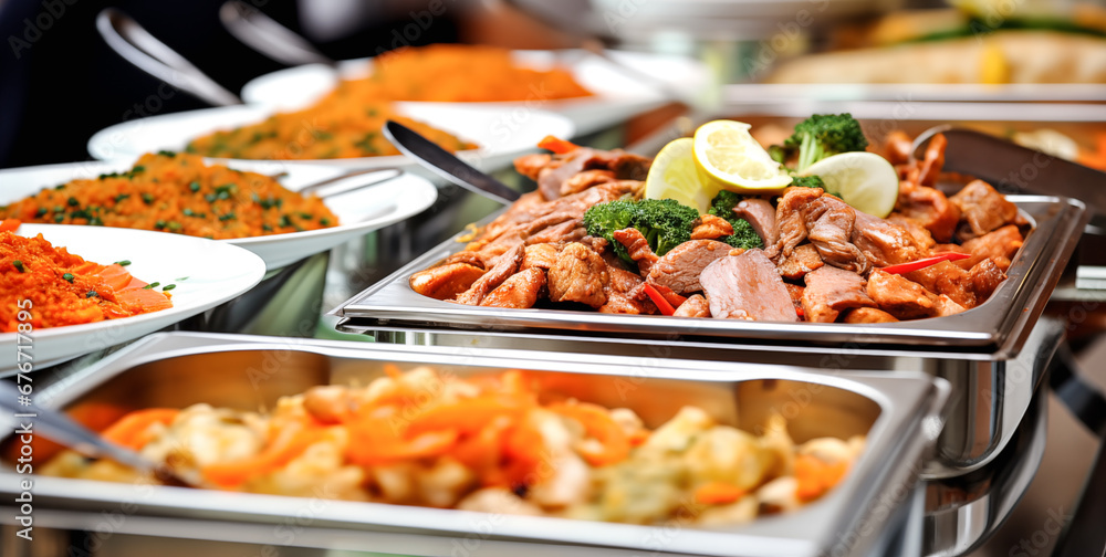 Catering food. Cuisine Culinary Buffet Dinner Catering Dining Food Celebration Party Concept.