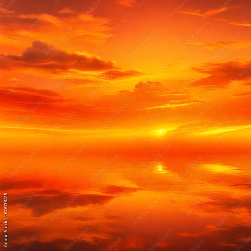 A breathtaking display of a sunset sky, transitioning from golden yellows to fiery oranges in a seamless gradient.