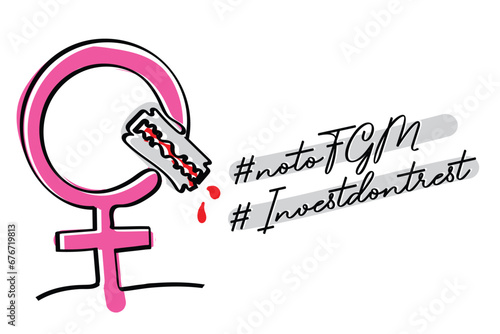 International day of zero tolerance to Female genital mutilation is observed on February 6. Continuous line art for poster to raise awareness against human right violation. Invest dont rest vector art